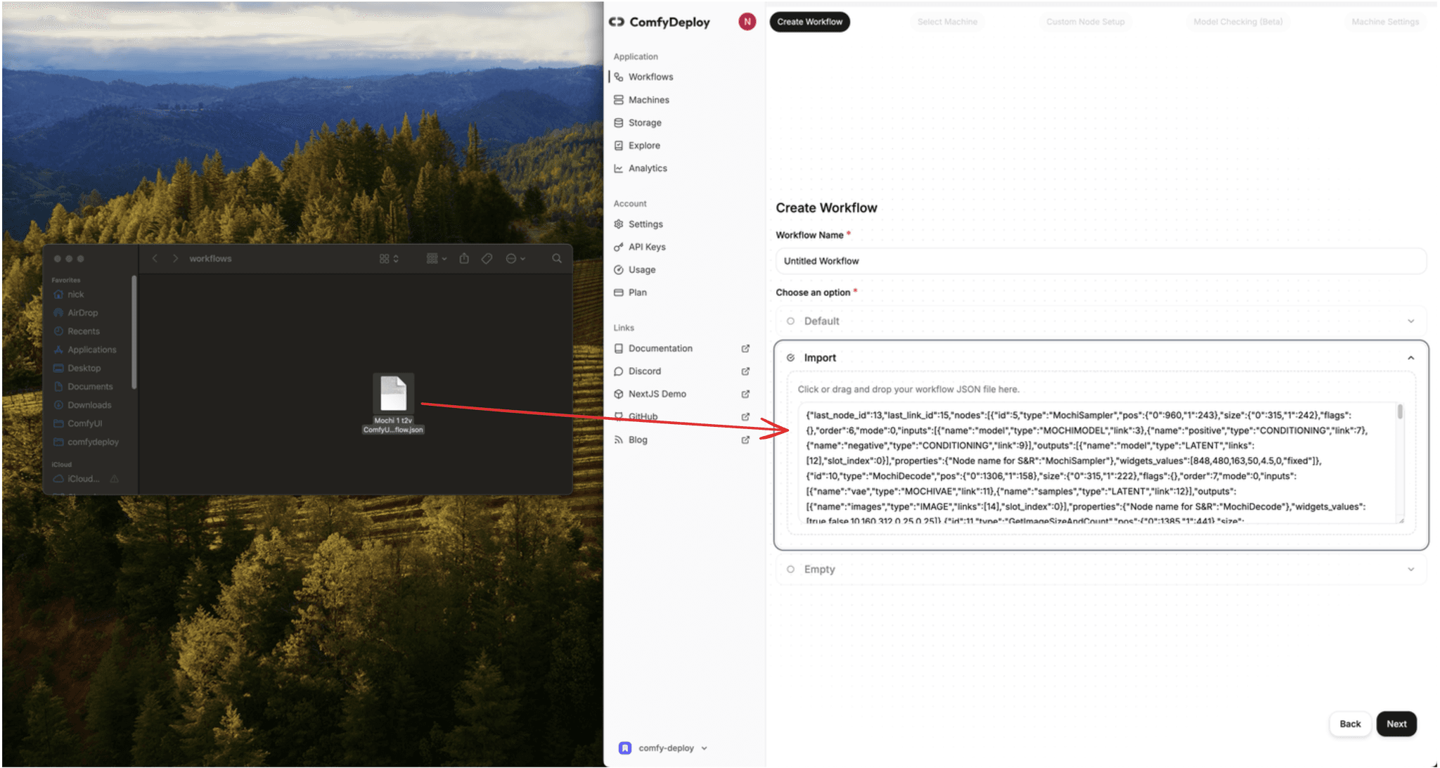Import workflow.json | ComfyDeploy Documentation